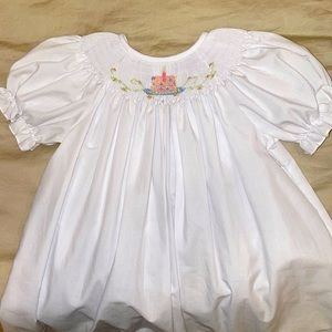 Smocked birthday cake dress.